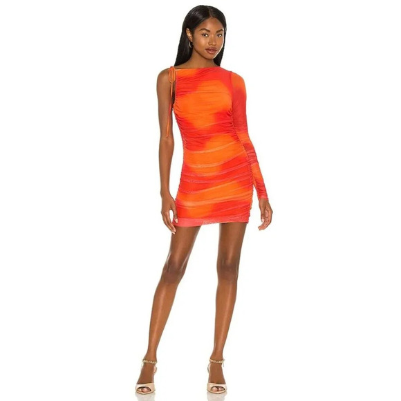 Camila Coelho Seri Mini Dress Orange Tie Dye Bodycon Size XS Revolve - Picture 1 of 8